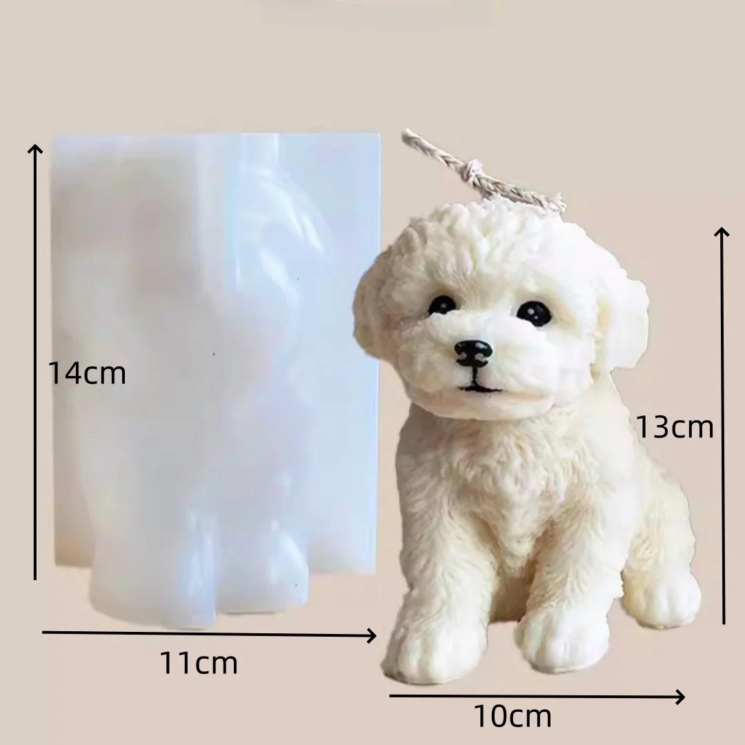 Large 3D Teddy Dog DIY Aromatherapy Gypsum Big Animal Ornament Silicone Mold Candle Handmade Soap Epoxy Resin Plaster Mould