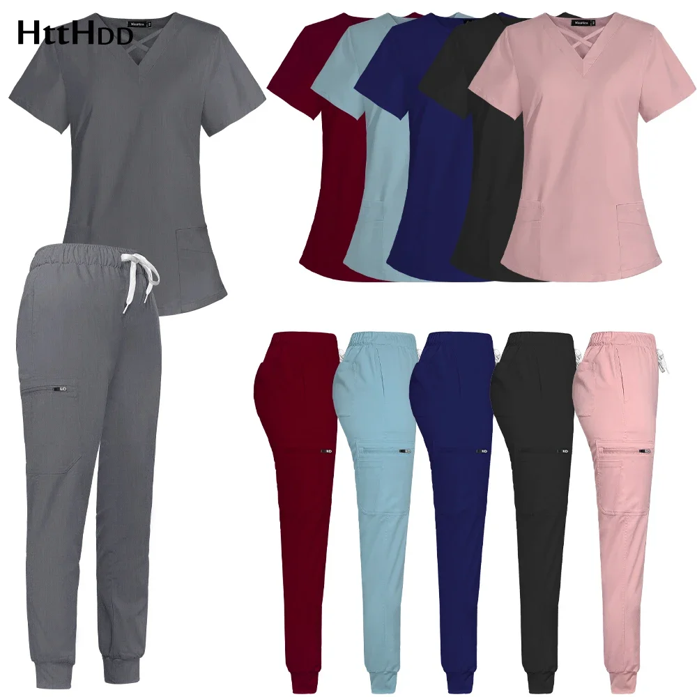 Rosca Tornozelo Enfermeira Uniforme, Dentista Workwear, Lab Jogger Uniforme, Acessórios Vestido Cirúrgico, Conjunto de Trabalho, Pharmacy Pet Hospital Nurse Scrub