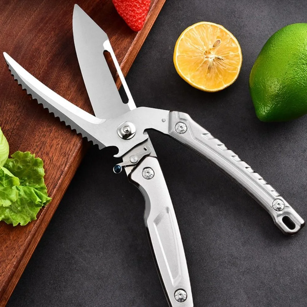 

Peeler Removable Chicken Bone Scissor with Safety Buckle Stainless Steel Kitchen Scissor Non-slip Handle Food Cutter Fruit