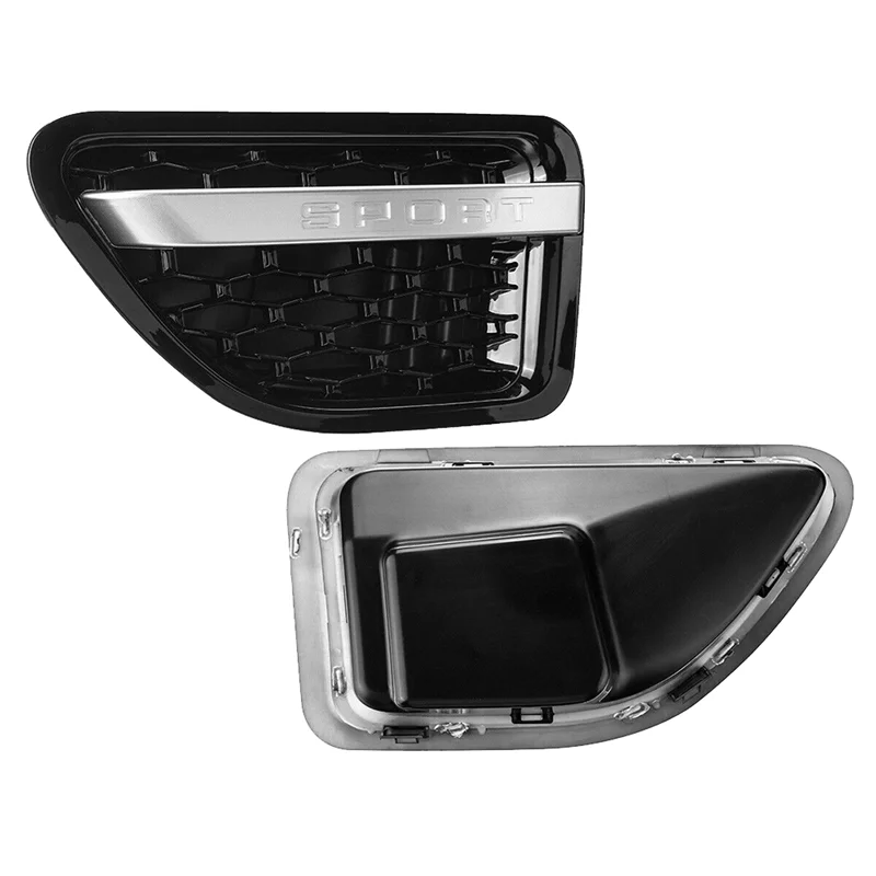 1 زوج الجانب الأمامي الحاجز تنفيس الهواء مصبغة كروم لاند روفر رينج روفر سبورت 2005-2009 شبكة تنفيس تدفق الهواء المدخول #2