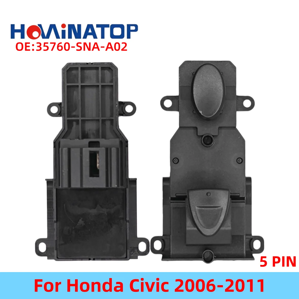 HOWINATOP 35760‑SNA‑A02 35760-SNA-X01 5Pin Power Window Assist Switch For Honda Civic 2006‑2011 OEM Replacement
