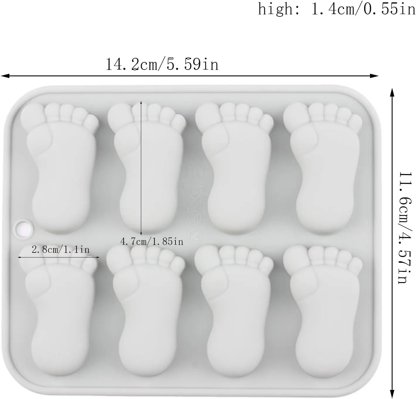 8 Cavity Baby Foot Prints Silicone Molds Fondant Candy Chocolate Mould Cute Footprint Shaped Baking Molds for Cake Decoration