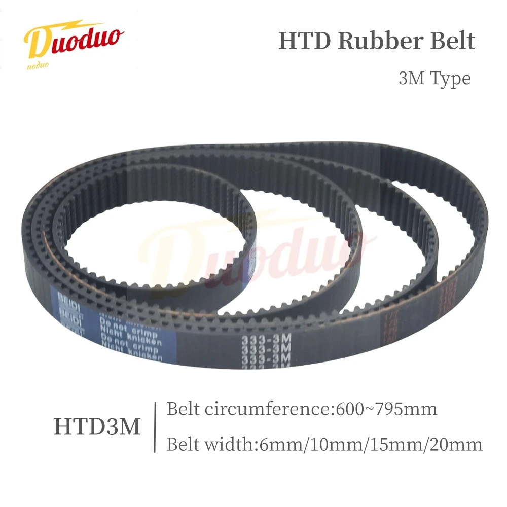 

HTD 3M Synchronous Belt Perimeter 600-795mm Belt width 6/10/15/20mm Rubber Toothed Belt Closed-loop Synchronous Belt Spacing 3mm