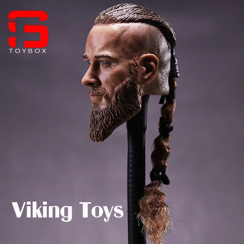 Auf Lager 1/6 Viking männliche Kopfskulptur mit Zopf Viking Militär antikes Thema Kopfschnitzmodell für 12" Actionfigur Körper