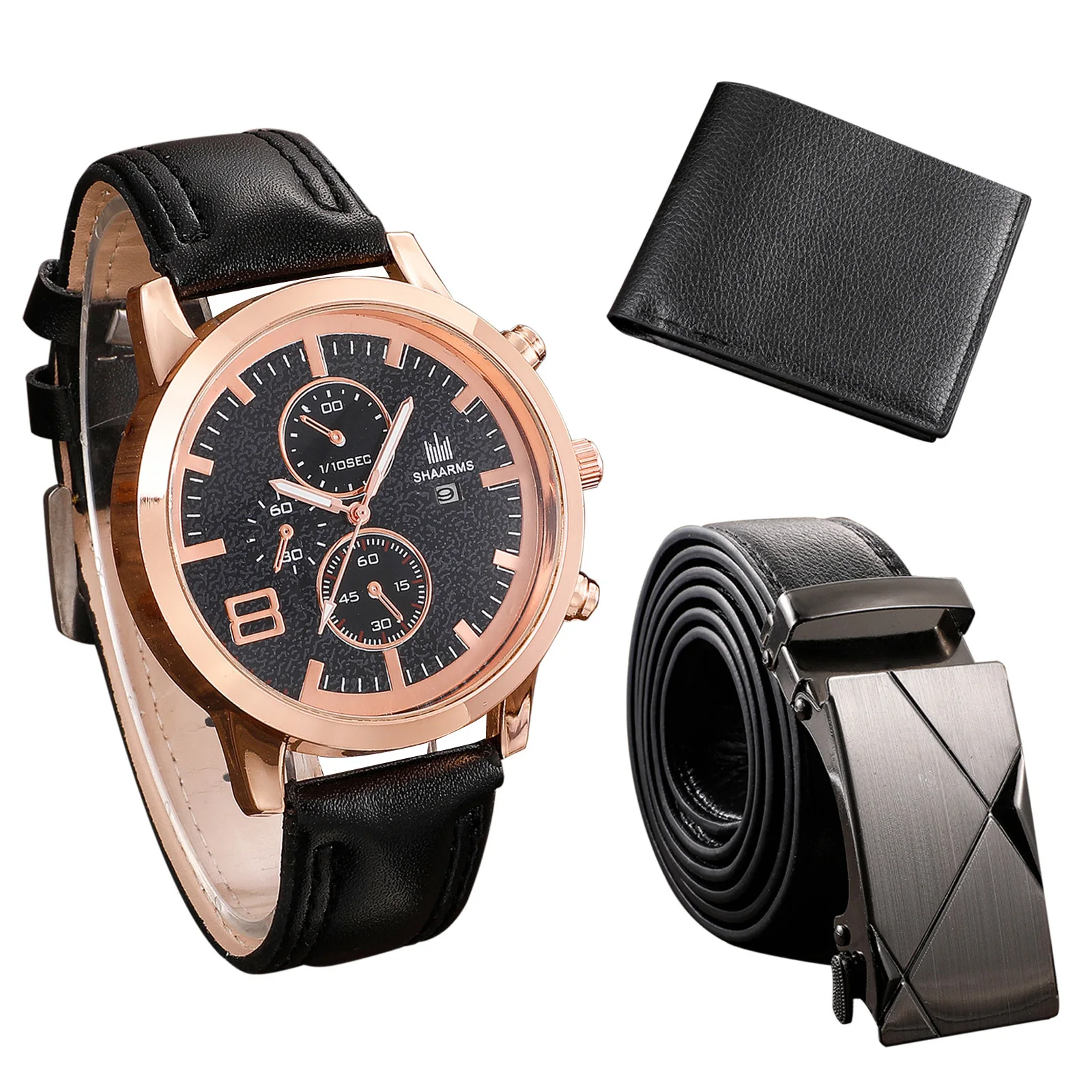 Herren Uhr + Brieftasche + Gürtel Set Männlichen der Geschenk für Vater der Tag Geburtstag Geschenk 3 teile/satz Casual quarzuhr PU Strap Gut aussehende JAN88