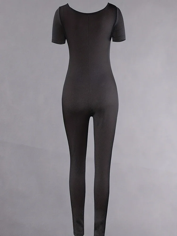 2024, весна и лето, новый женский цельный однотонный сексуальный тонкий цельный костюм с короткими рукавами, модный уличный цельный костюм
