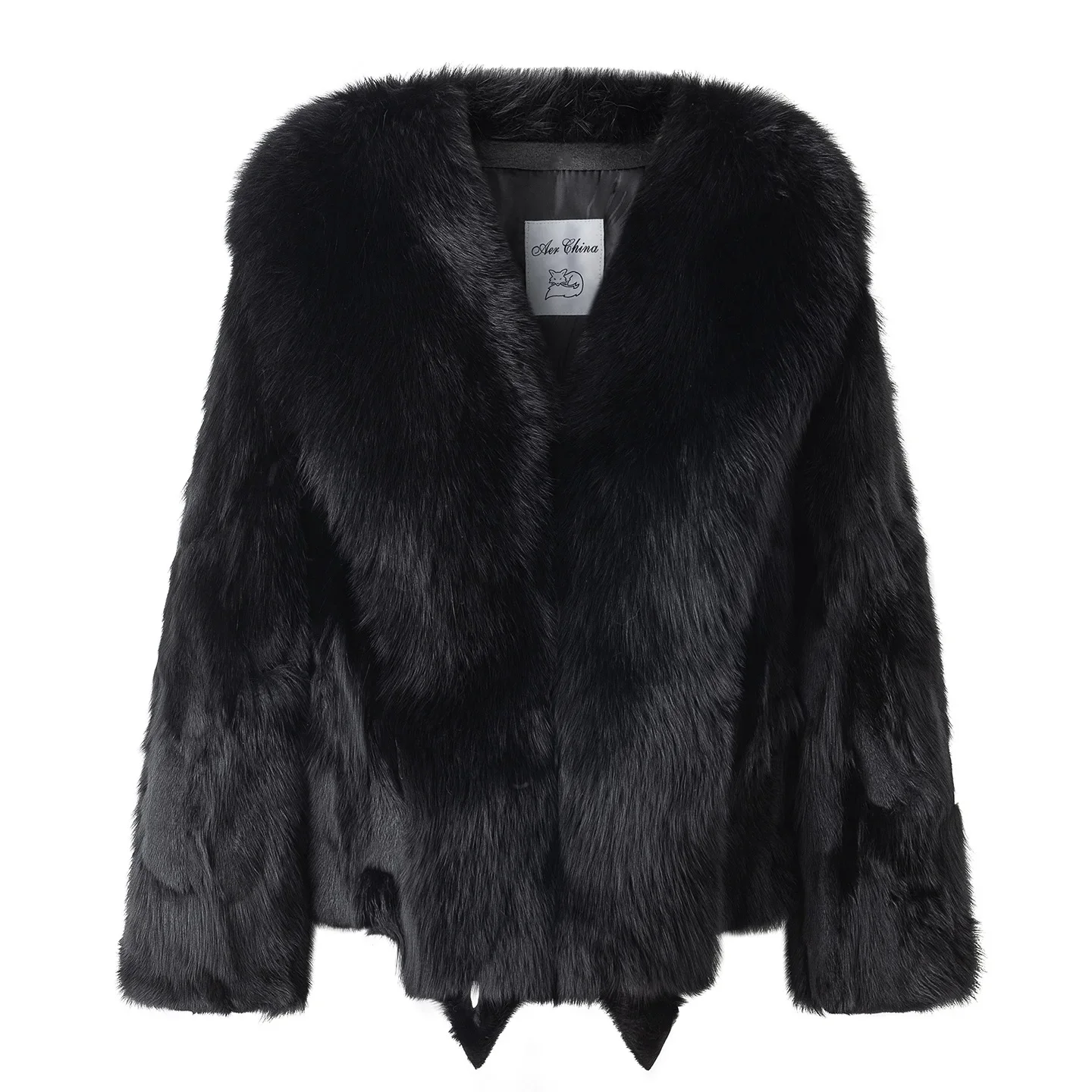 Inverno novo estilo casaco de pele de raposa das mulheres jovens com gola de pele grande elegante comute manga longa com decote em v tamanho adulto