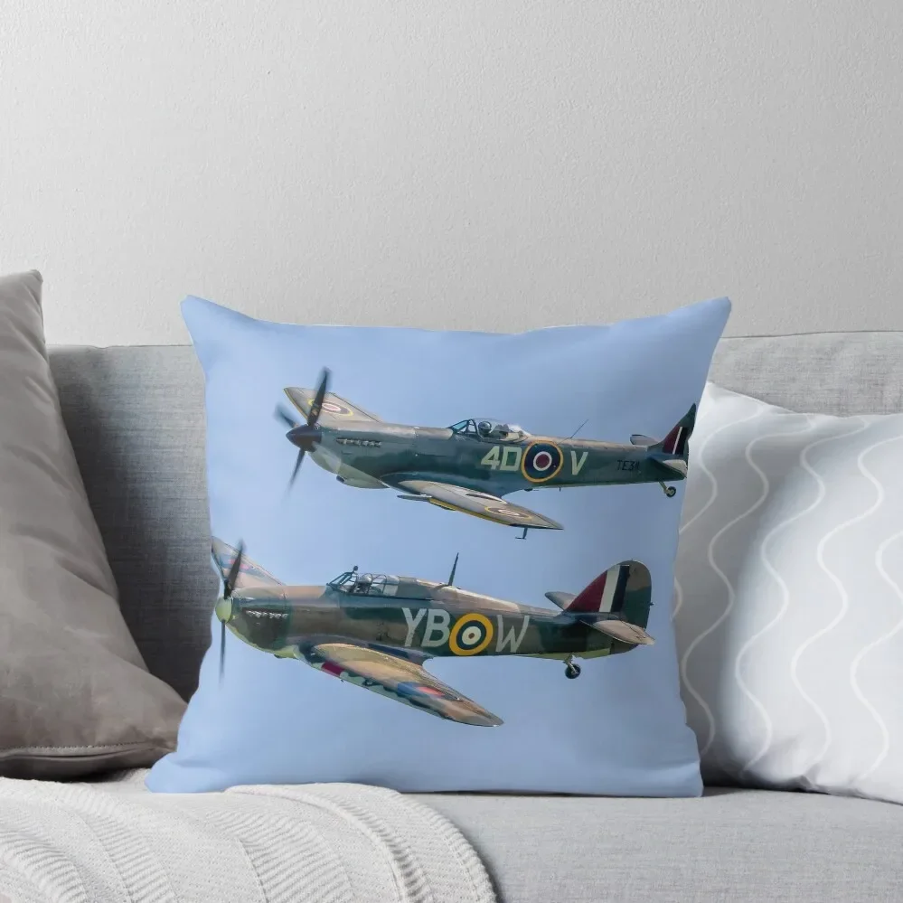 BBMF Hurricane IIc LF363 and Spitfire LF.XVIe TE311 Throw Pillow Pillows Aesthetic Cushions Cover pillow