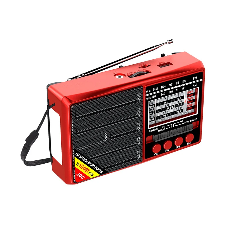 Portable Radio FM/AM/SW Full Band Receiver Rechargeable Radio Tf/usb Music Player with Lcd Display LED Flashlight