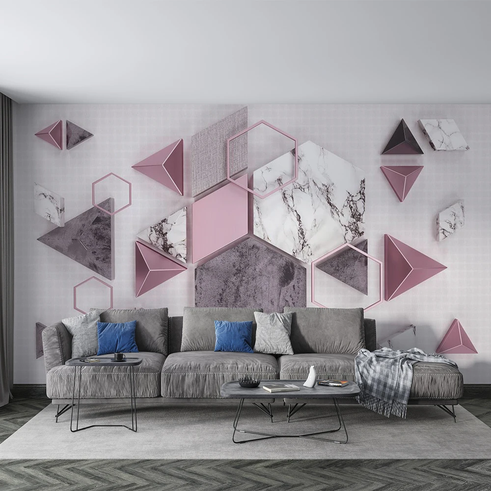 Customized 3D hand drawn stone pattern geometric background wall mural wallpaper