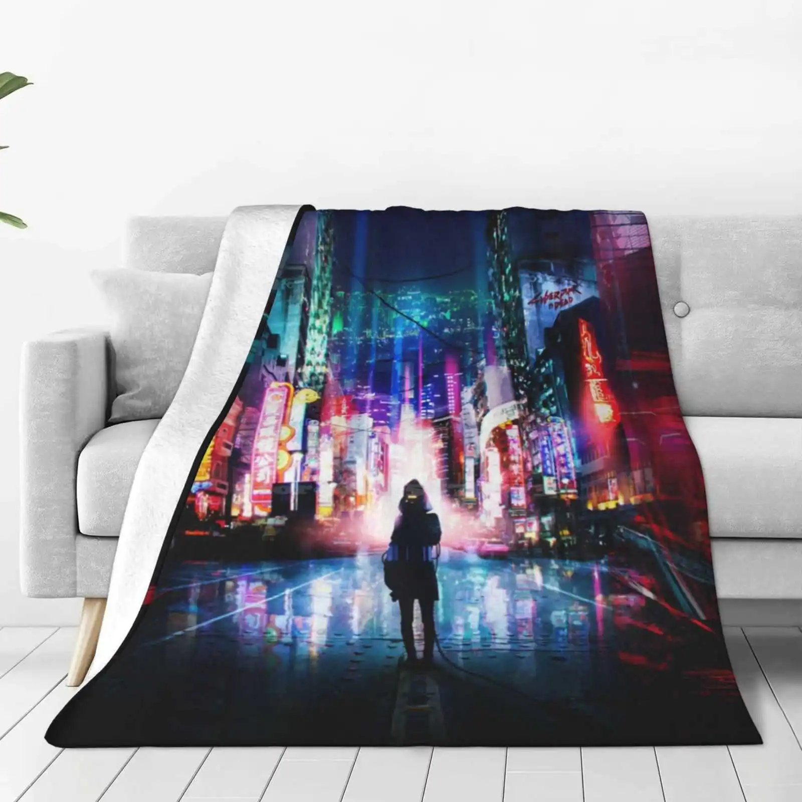 Tokyo Japan Creative Design Comfortable Warm Flannel Blanket Tokyo Shinjuku Harajuku City Neon Lights Modern Tech Ginza Shibuya