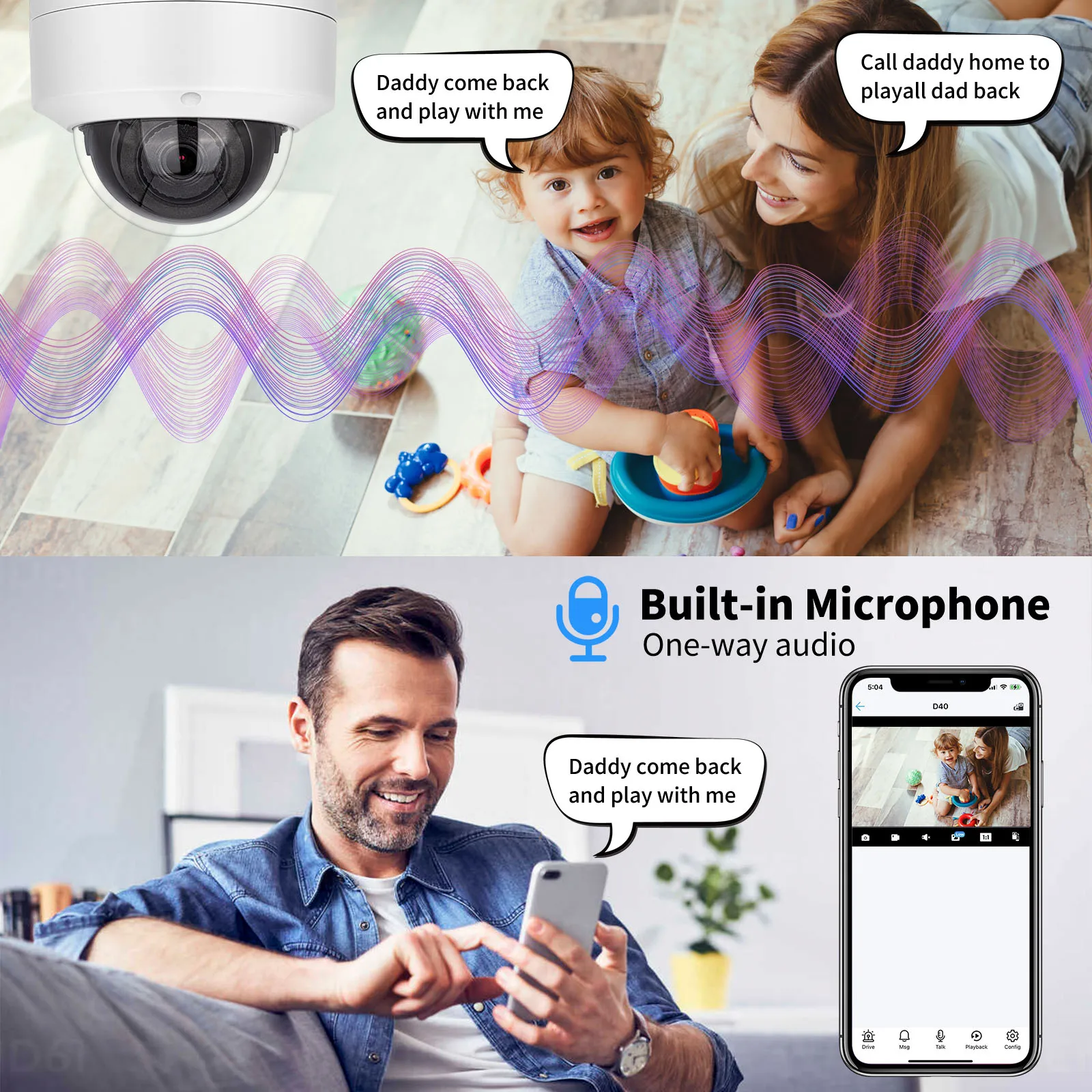 Vikylin Hik Compatibile 4K 8MP Mini Dome IR Visione Notturna Telecamera IP di Sicurezza Onvif Mic POE Rilevamento Veicolo Umano IP67 CCTV Domestico