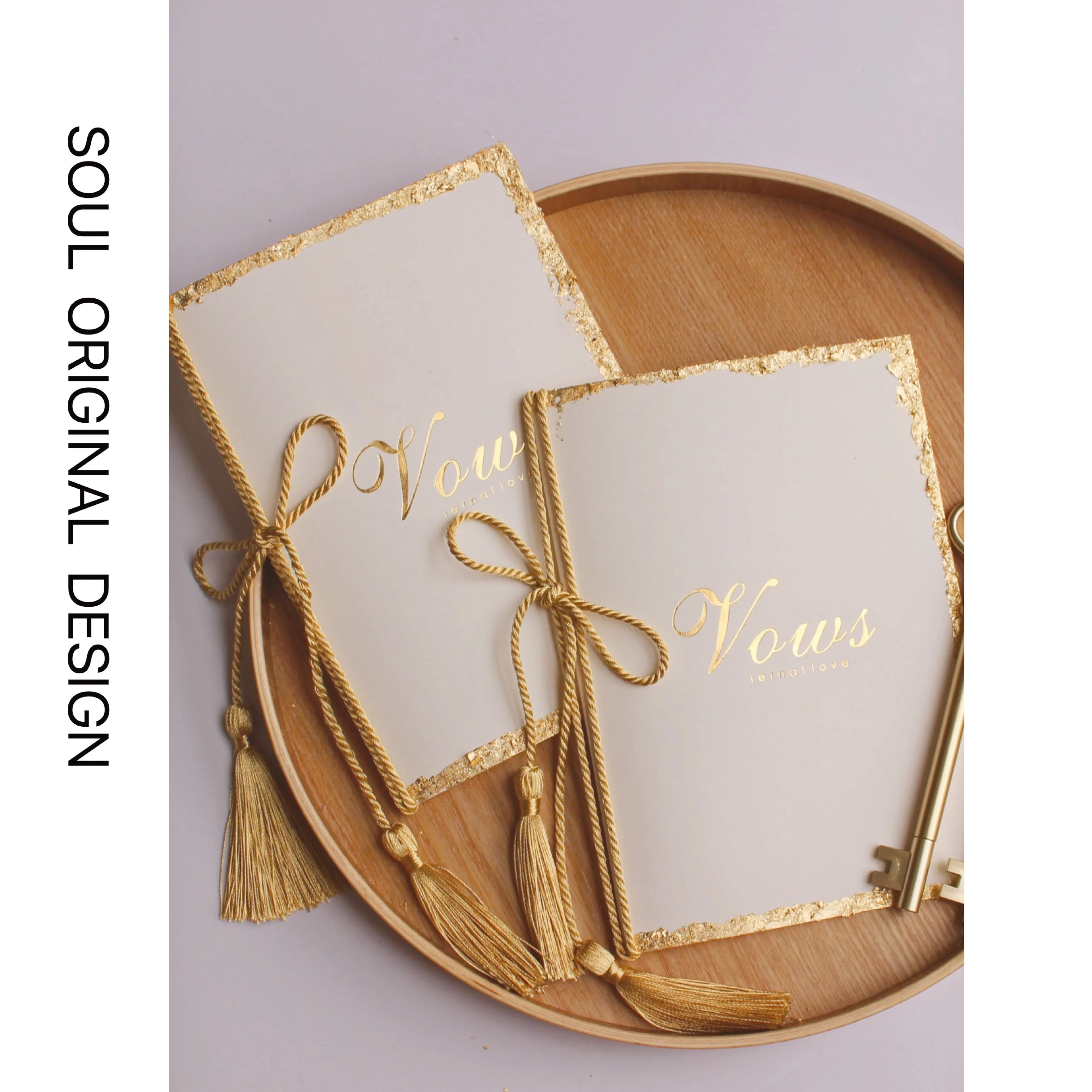 2pcs  INS Wedding Vow Card with Pens Senior Vows Book Wedding Vintage Hot Stamping Light Luxury Declaration Hand Cards 14x20cm