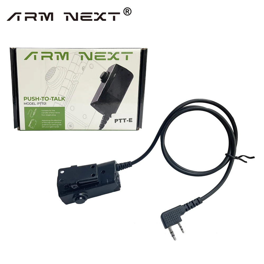 ARM NEXT F20 Tactical Headset & PTT Adapter Set Suitable for KENWOOD Radio Communication Shooting Noise Clearance Earmuff