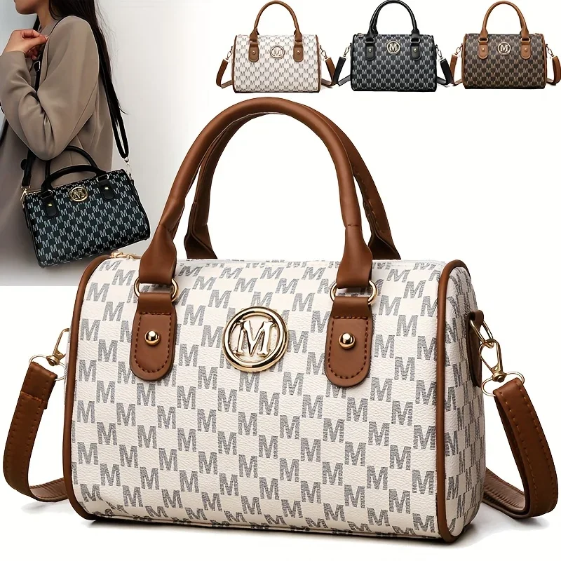 Synthetic Faux Leather Handbag Shoulder Bag with Golden 