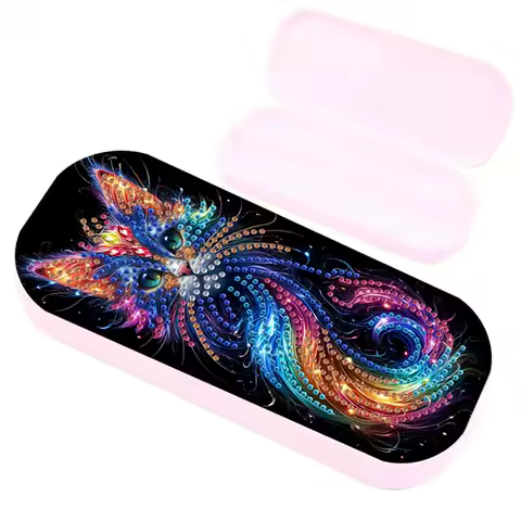 1 DIY animal pattern diamond painting set, decorated with a 5D crystal stationery storage box made of plastic