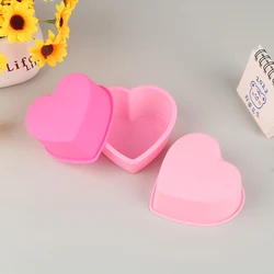 Kitchen Home Cute 3in 8cm Heart-shaped Mousse Chocolate Soap Mold Silicone Eco-friendly Cake Decorating Pan
