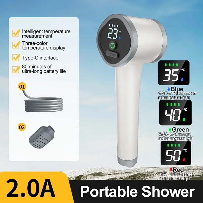 Outdoor Garden Wireless Shower Battery-powered Rechargeable Portable Shower Head for Country House Human Tourist Camping Travel