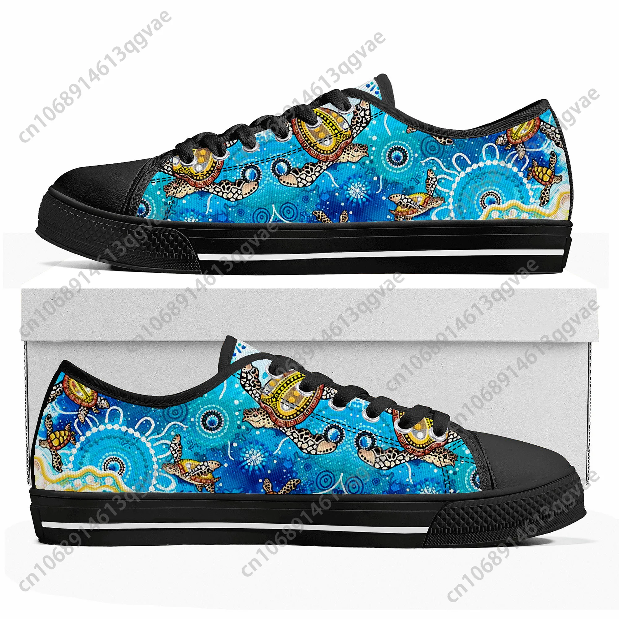 Australia Aboriginal Turtle Indigenous Art Design Low Top High Quality Sneakers Mens Womens Teenager Canvas Sneaker Custom Shoes