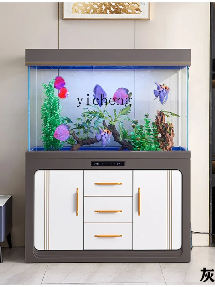 Modern Light Luxury Screen Household Glass Change Water Ecological Bottom Filter Fish Globe
