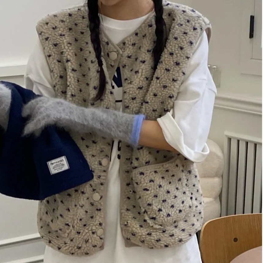 

Thiened Хлопковый осенне-зимний теплый женский жилет с сердечками Jaet в стиле ретро для поездок на работу, обычная длина, одна пуговица