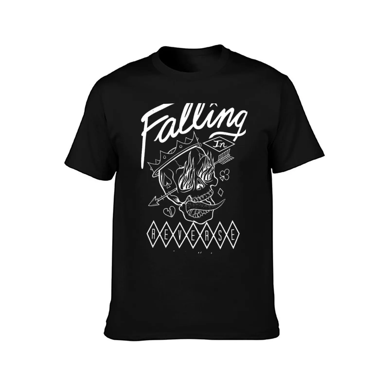 Falling In Reverse Retro Flame Skull T-Shirt Everyday Wear Basic Short Sleeve Top T-Shirt