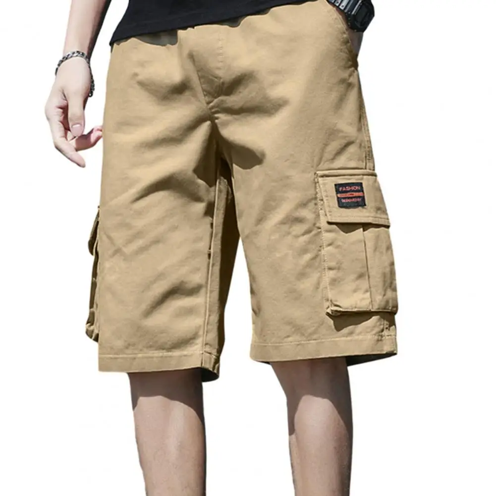 Men Cargo Shorts Men\'s Loose Fit Cargo Shorts with Multiple Pockets Elastic Waistband Breathable Fabric Casual for Summer