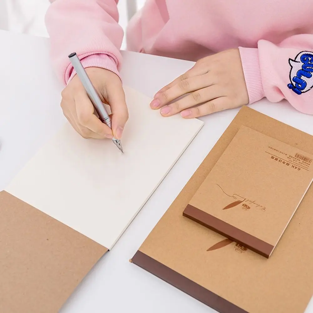 Simple Hand Paintting Book Office Kraft Paper Memo Book Notebook 18K/32K/64K Notepad Page Up and Down Student Stationery
