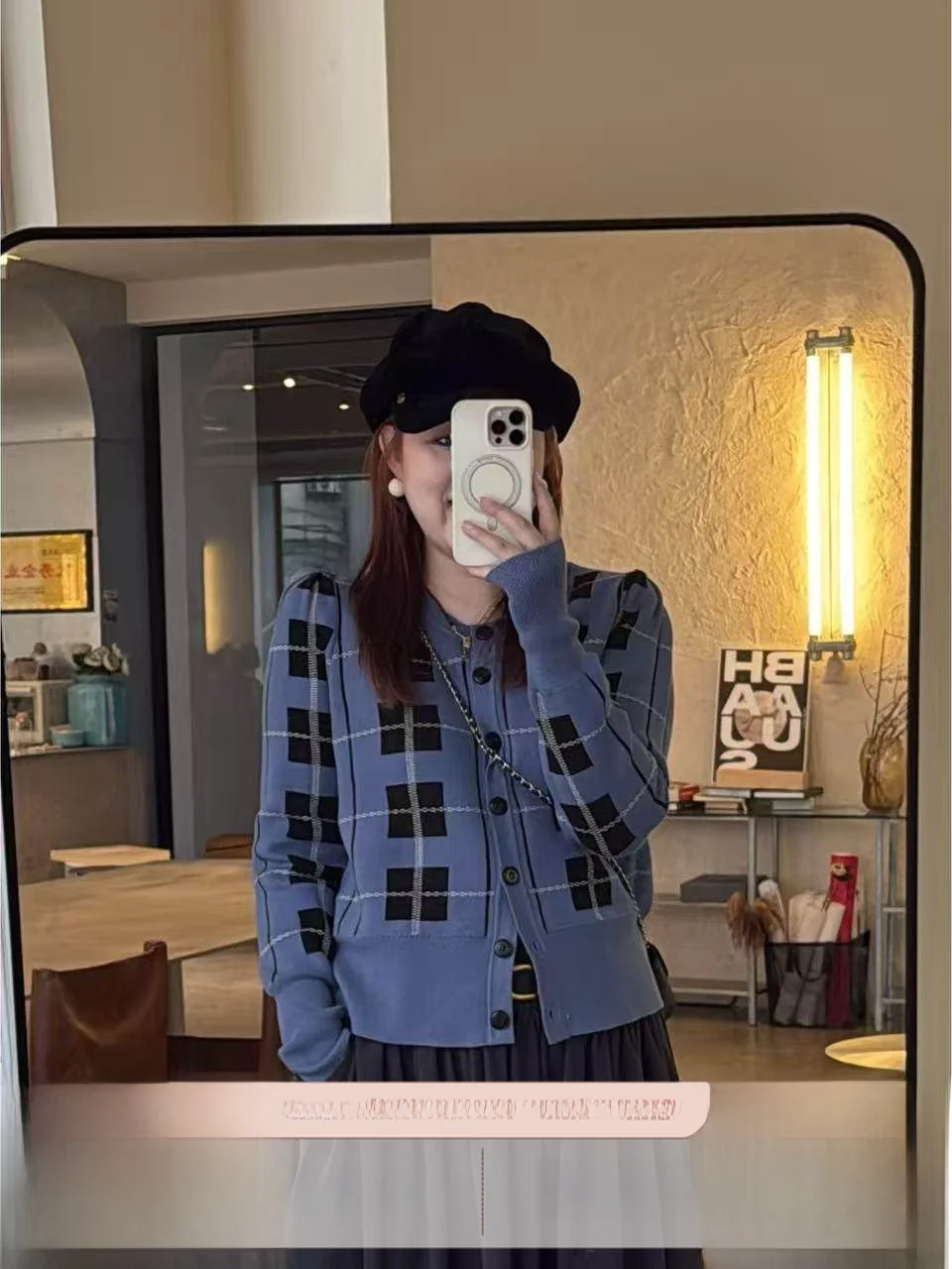 

JINGU Plaid Trust Color Blo Long Sve round Ne Knitted Open Cardigan Faionable Women's Casual Sle Soft Fabric