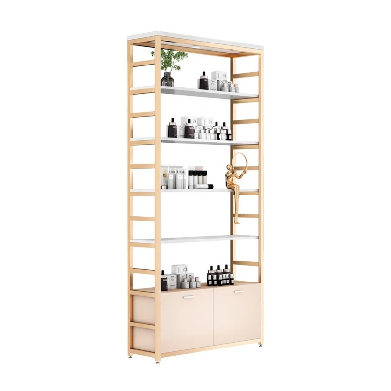 custom.Modern beauty makeup shop metal custom luxury shelves retail store display cosmetic shelf for skincare