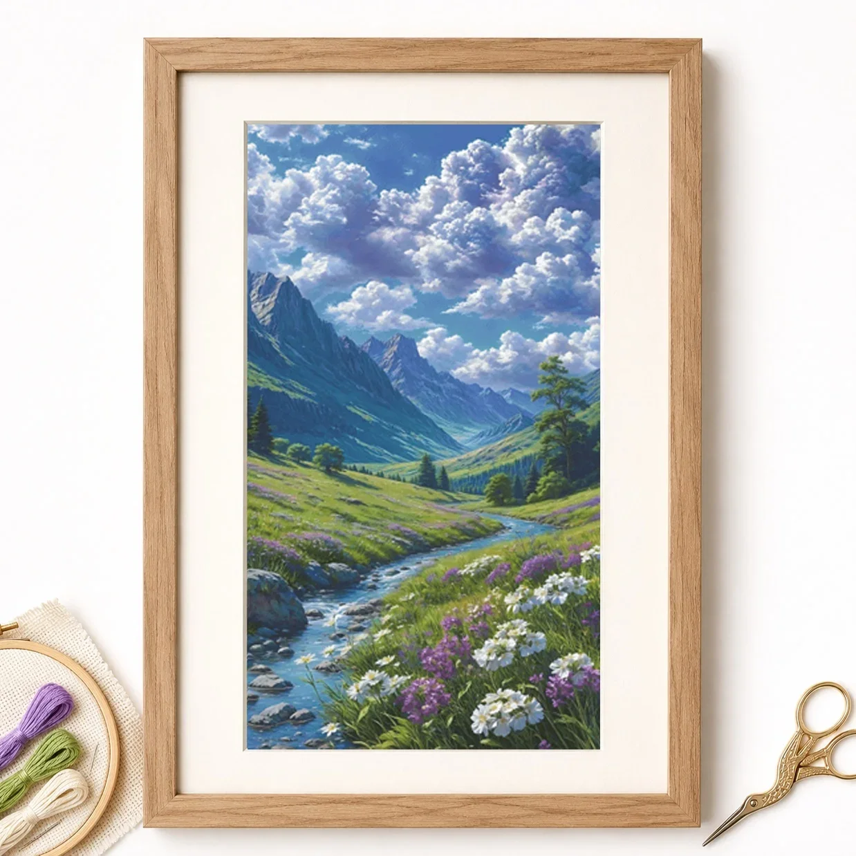 | 11CT 14CT 16CT Stamped Cross Stitch Kit for Adults Beginners, Pre-Printed Canvas Embroidery Set wit[ZZ8665-Yunduan Qingchuan]