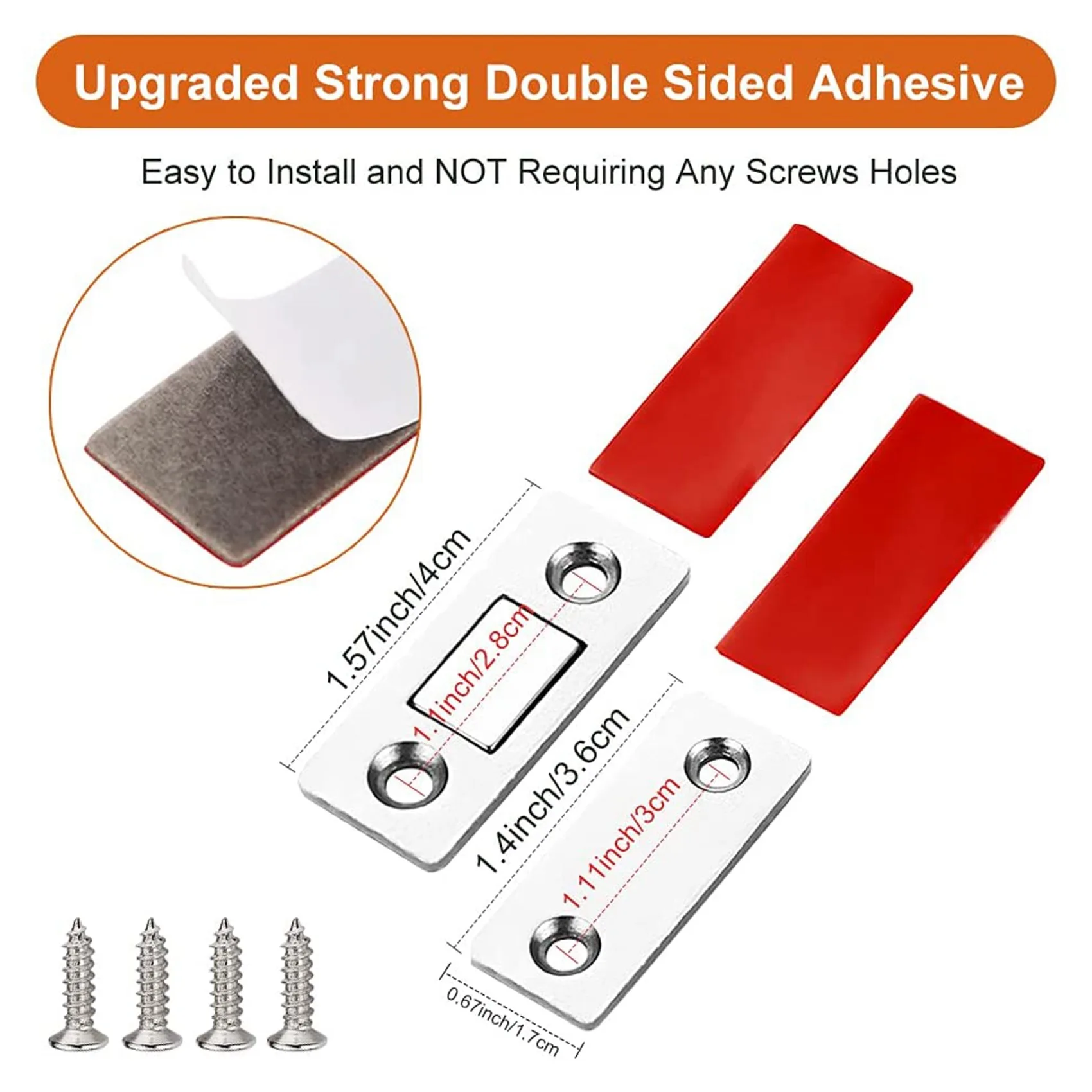 Magnetic Door Catch, Ultra Thin Cabinet Magnets Stainless Steel Cabinet Door Magnetic Catch, For Closet Drawer