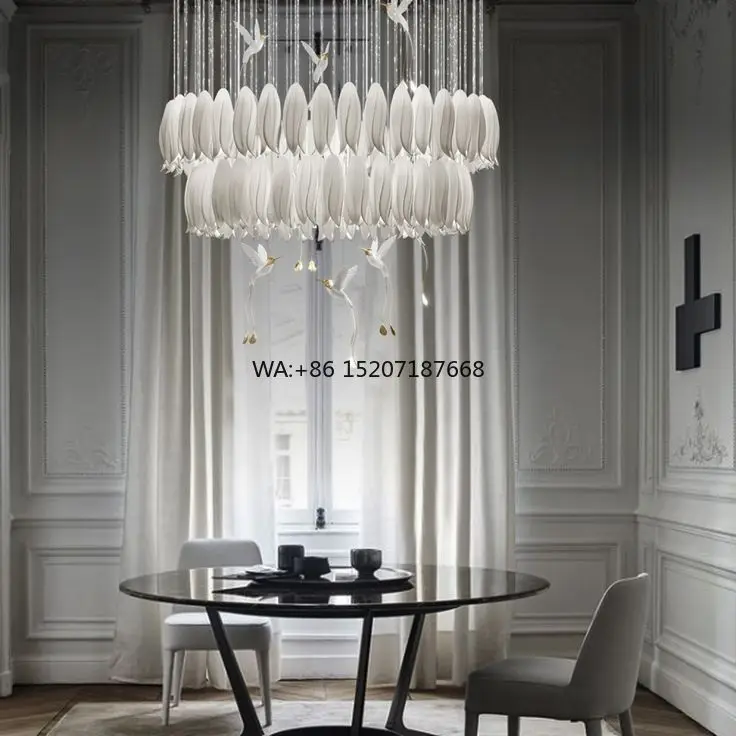 Large-scale Design New Chinese-style Ceramics Restaurant Villa Large Living Room Duplex Staircase Project Chandelier