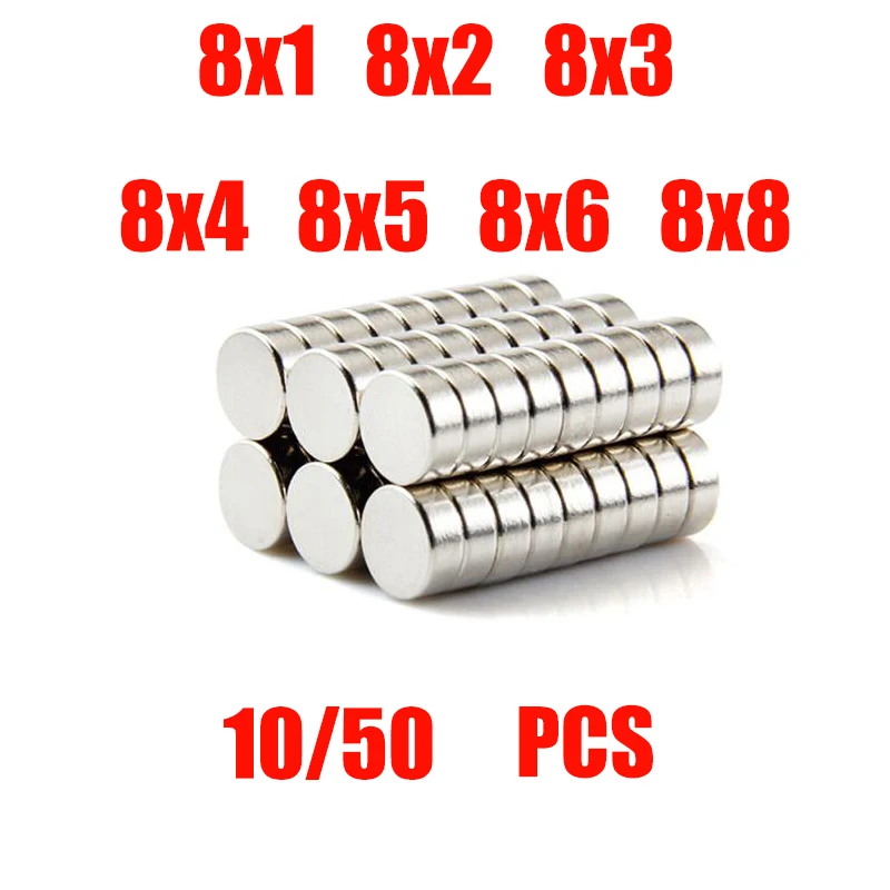 10/50 pcs Neodymium Magnet 8x3 8x5 8x8 N35 NdFeB Round Super Powerful Magnets Ultra Strong Permanent Magnetic Disc 8x2 8x4 8x6