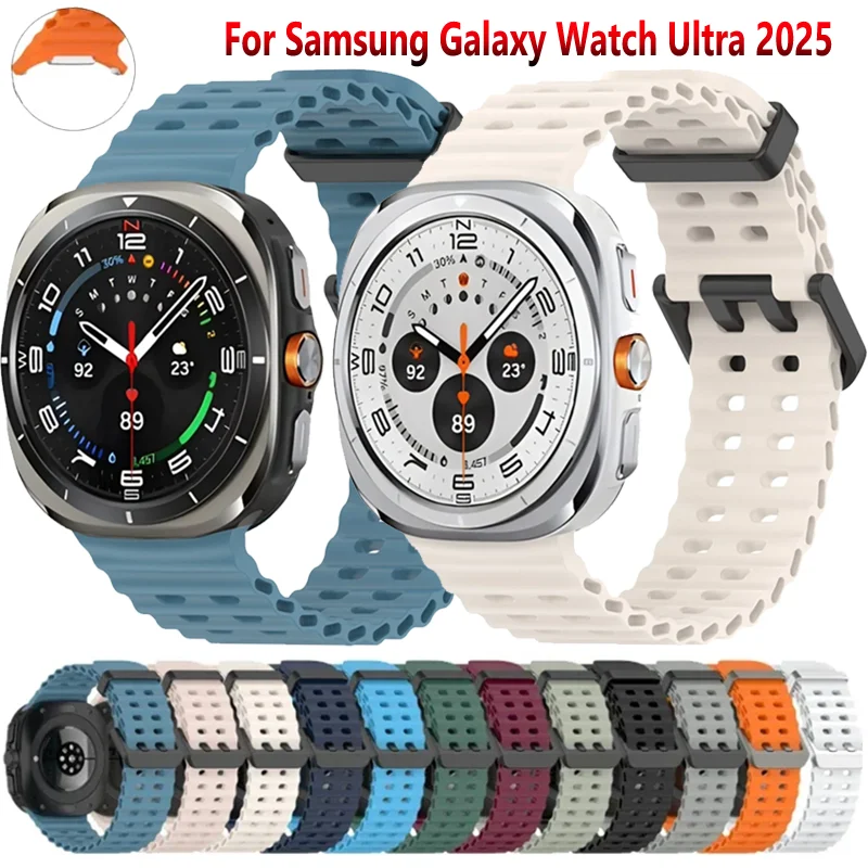 Ocean Silikonarmband für Samsung Galaxy Watch Ultra 2022, offizielles, bequemes Ersatzarmband für Galaxy Watch 7 Ultra 47 mm