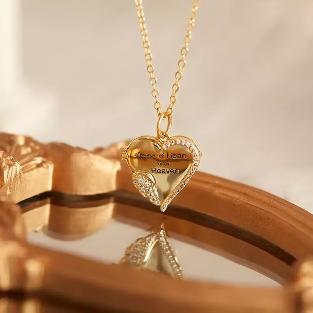 

Custom Heart Locket Necklace Personalized Photo Inside Engraved Pendant Dainty Chain Jewelry Gift for Women Girls Valentines Day