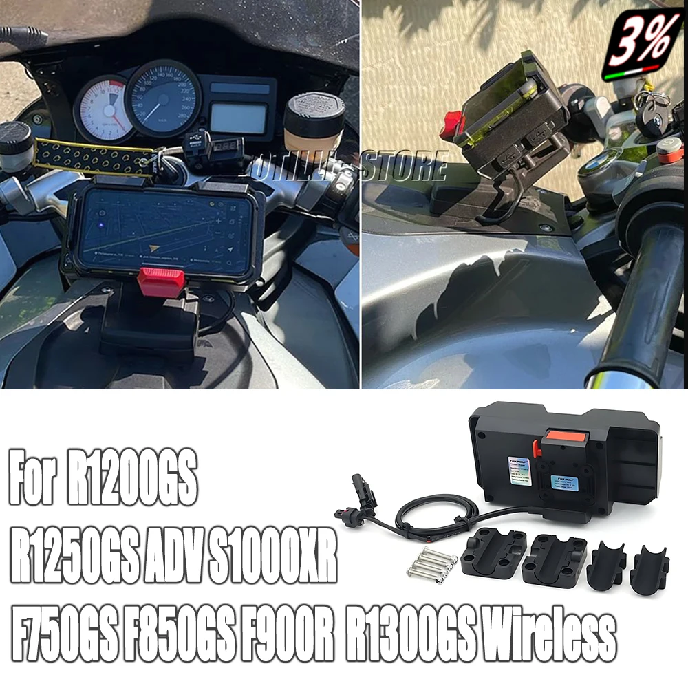 

Motorcycle For BMW R1200GS R1250GS LC Adventure USB Mobile Phone GPS Navigation Bracket Wireless Charging Support F750GS F850GS