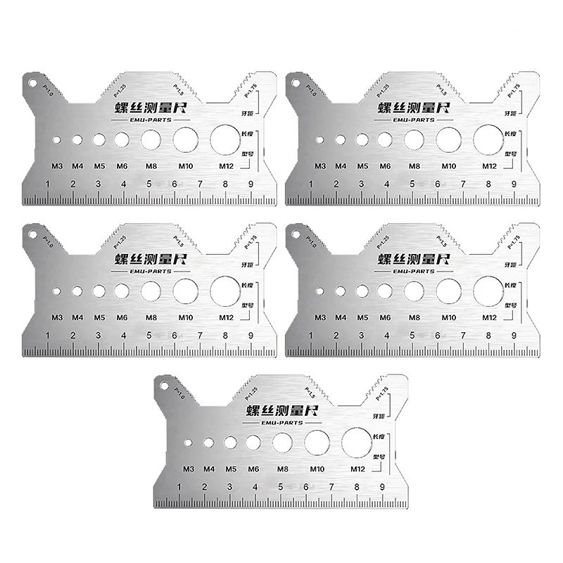 10*5cm Multi-purpose Stainless Steel Bolt Gauge Thread Checker Flat Double-Sided Screw Measuring Tool For Pattern Jewelry Watch