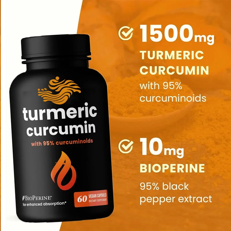 95% Curcumin Compounds Are Used For Joint , Brain, Heart, And Immune Support In 60 Non Genetically Modified Capsules