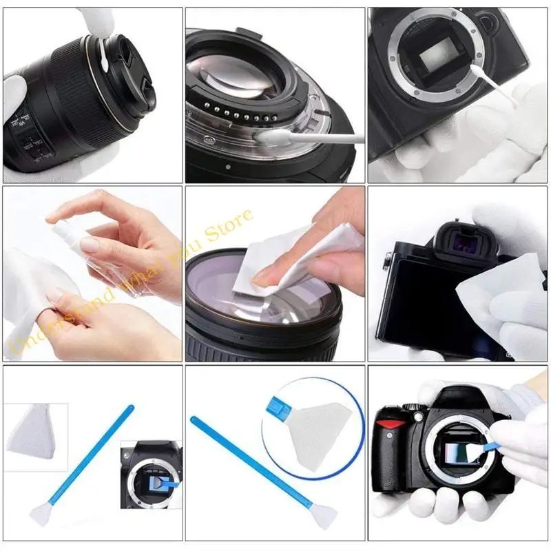 J60A Professional DSLR Camera Cleaning 29-in-1 Camera Cleaner Set Include Cleaning Swabs Cleaning Pen Dust Blower for Sensor