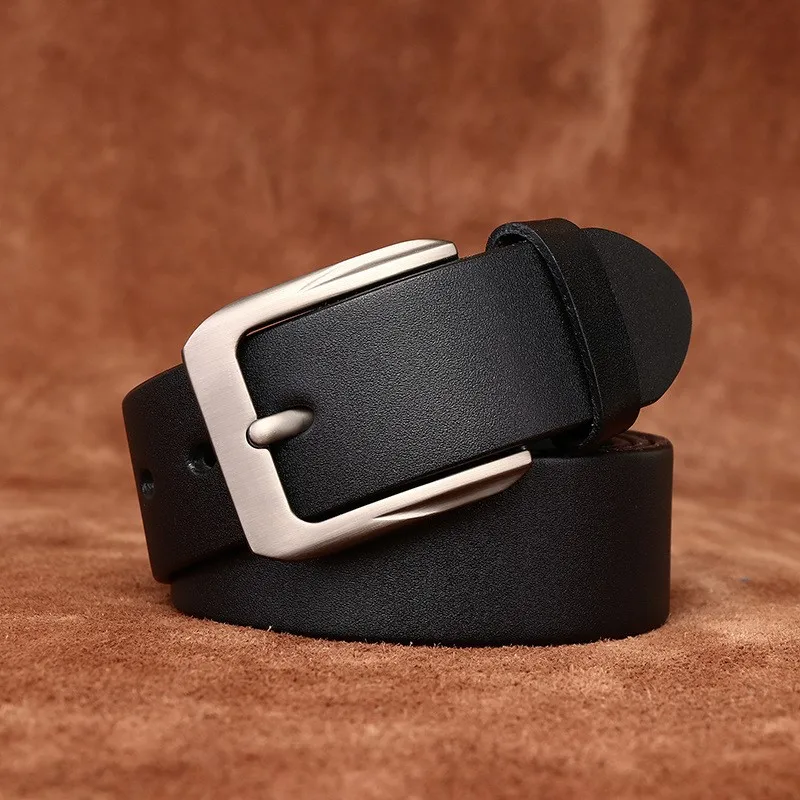 Simple and fashionable casual belt for men leather pin top layer versatile formal dress pants men's