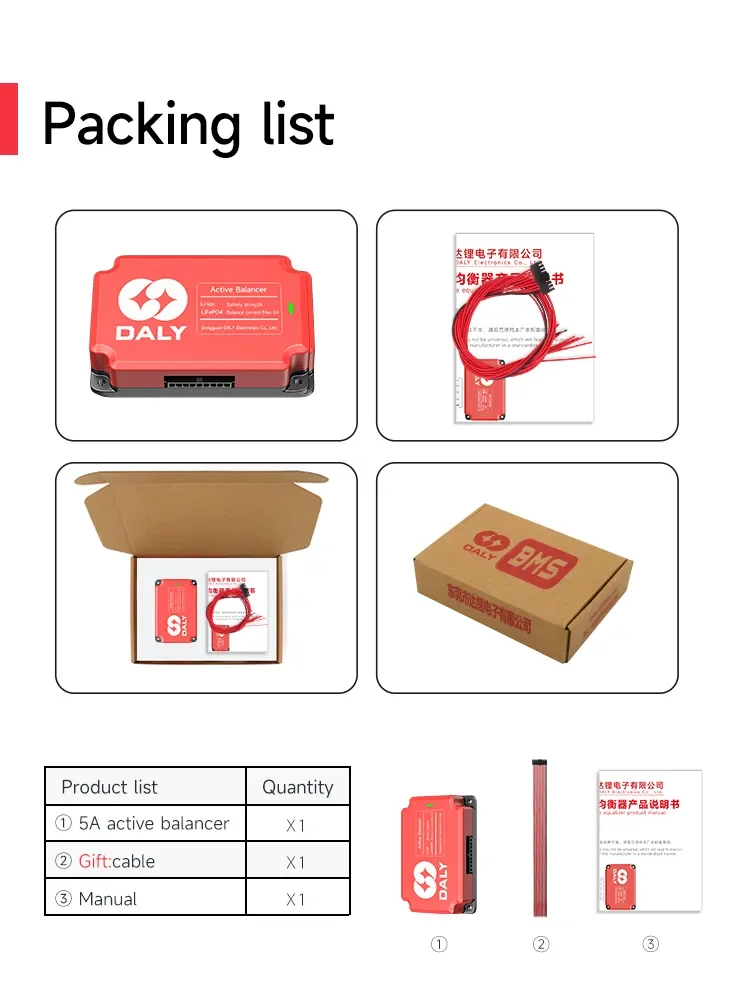 DALY 5A Active Balancer Lifepo4 4S 12V BMS Li-ion Battery 3S 4S 6S 7S 8S 10S 12S 13S 14S 15S 16S