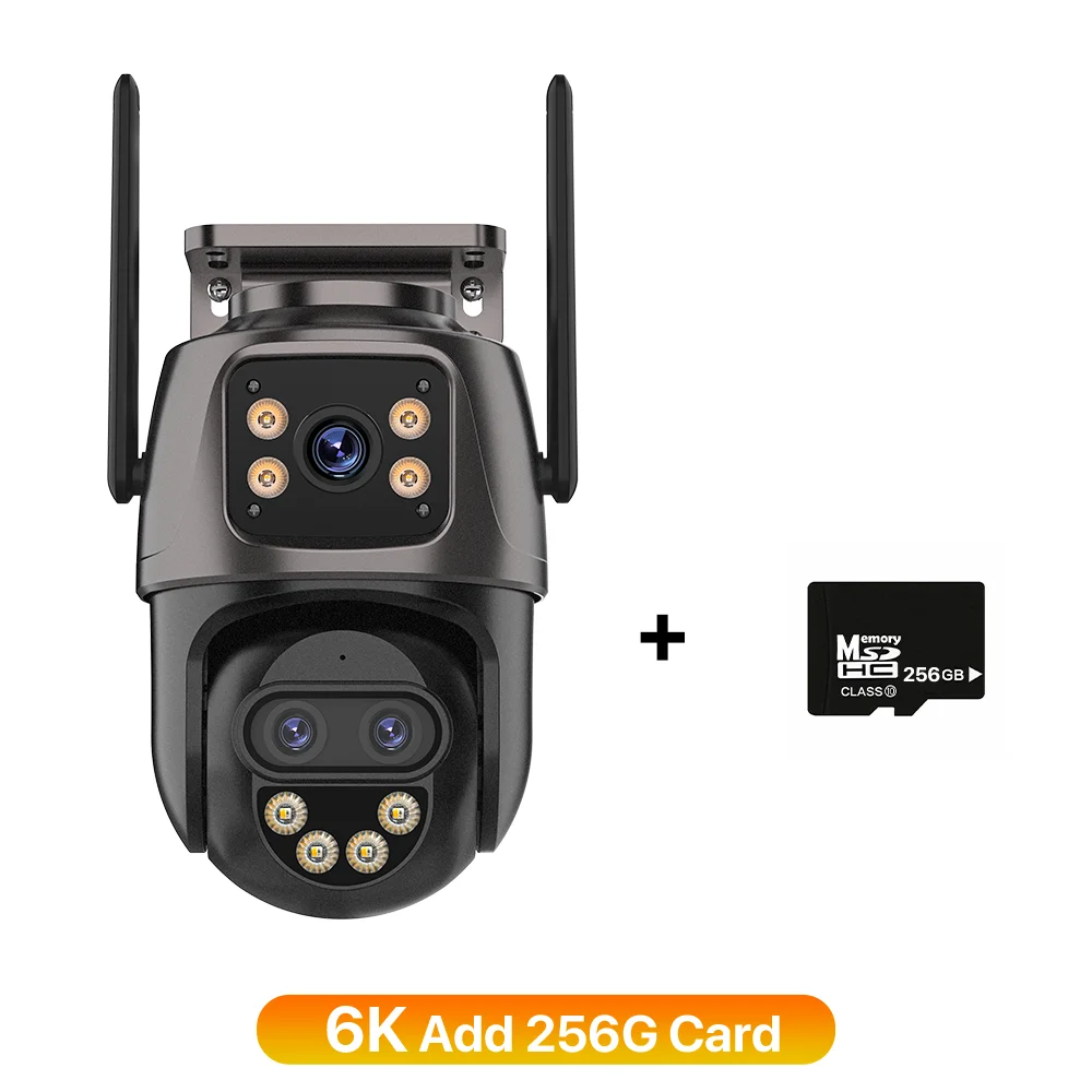 Wonsdar IP-Kamera 6K 9MP HD WiFi Außenkamera 8-fach Zoom Drei Objektiv Dual Screen Home Security PTZ-Kamera 6MP Videoüberwachung iCSee 3