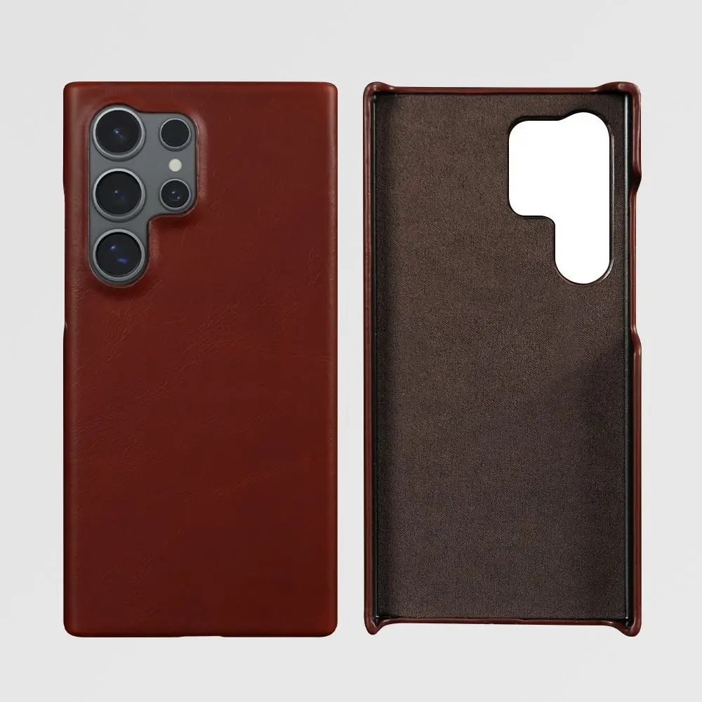 حافظة من الجلد الطبيعي لسامسونج جالاكسي ، نمط شمع زيتي ، غلاف هاتف عتيق جمالي ، غطاء خلفي ، الترا S24Plus ، S24