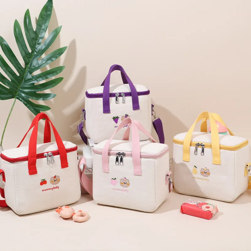 Korean Version Small Portable Mommy Thermal Insulation Bag Cute Bear Bottle Diaper Storage Bag Shoulder Crossbody Mother Bag