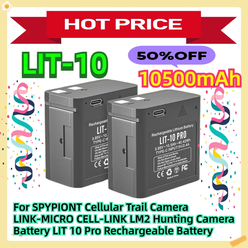 

For SPYPIONT Cellular Trail Camera LINK-MICRO CELL-LINK LM2 Hunting Camera Battery LIT 10 Pro Rechargeable Battery