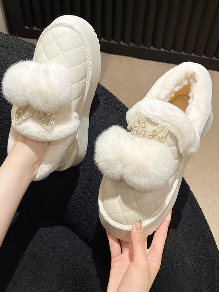 Shallow Mouth Round Toe Women Shoes Autumn Loafers Fur Casual Female Sneakers Clogs Platform Fall Winter New Creepers Moccasin