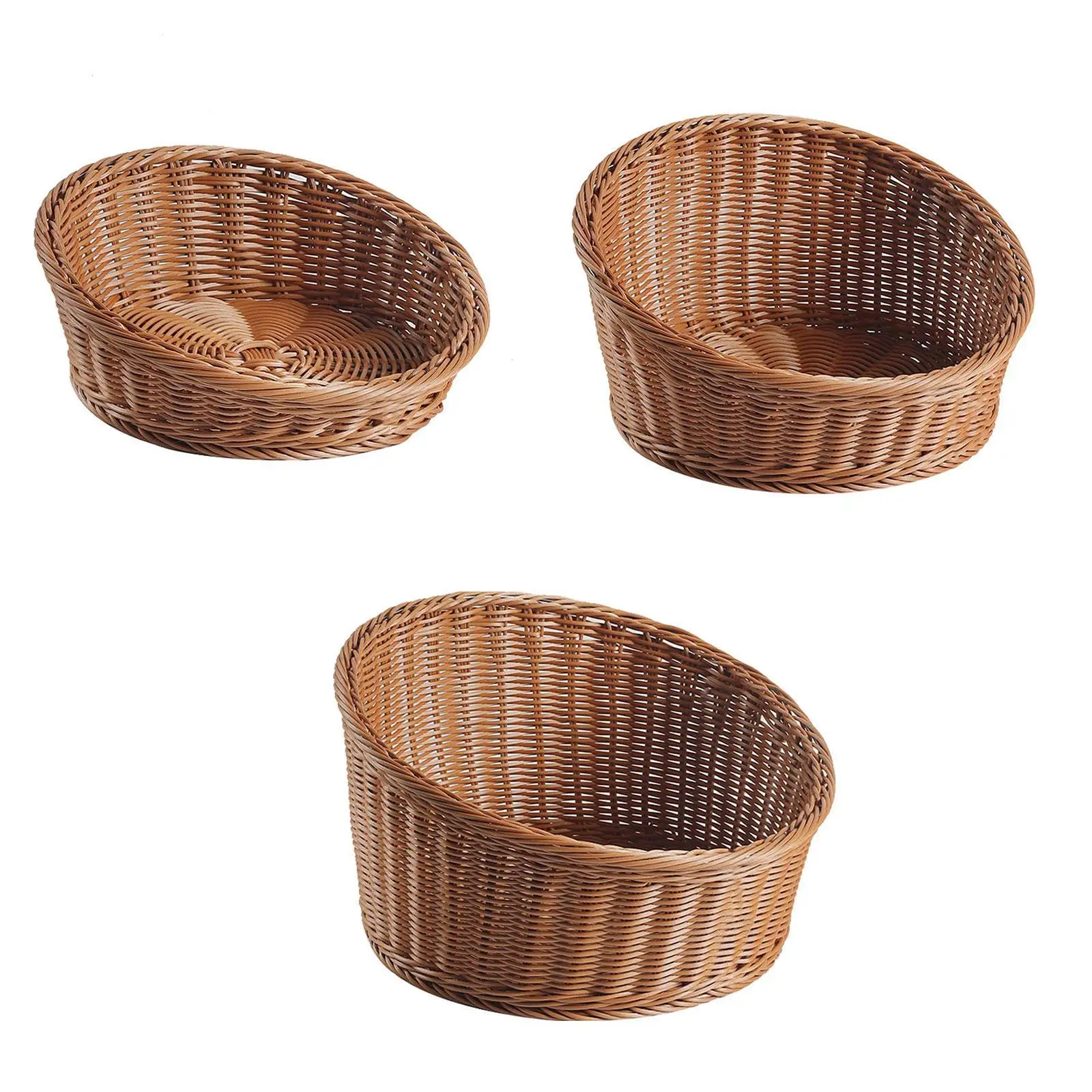 Bread Basket Decorative Imitation Rattan Basket for Desk Dining Room Cafe