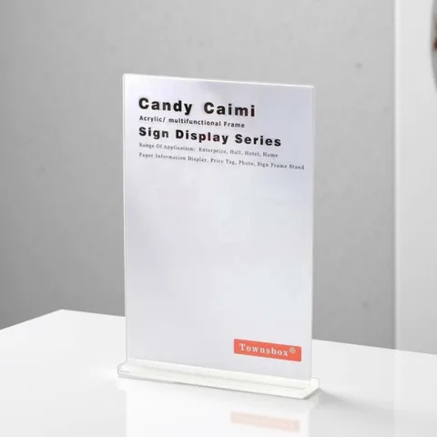 A4 （297*210mm） Acrylic Advertising Poster Picture Sign Holder T Shape Table Menu Price Display Frame For Restaurants