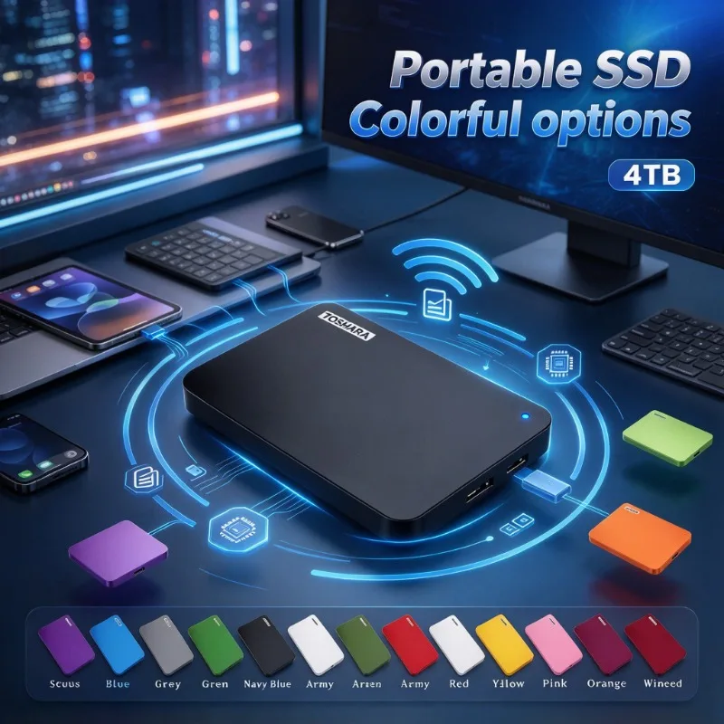4TB Portable External SSD Multi Color Matte Shell High Speed Solid State Drive for Laptop PC Phone Tablet - Storage Disk